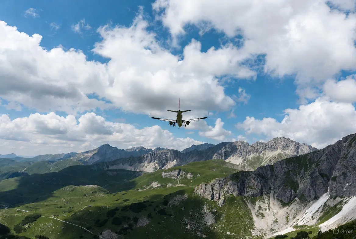 Airplane Flew Above Beautiful Mountains